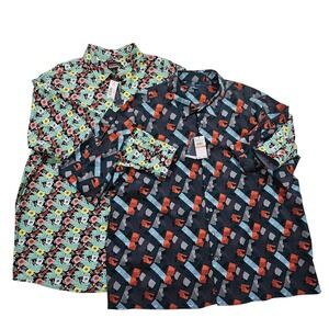 NWT Lot of 2 Perry Ellis & Cremieux LS Shirts 3XLT Button Up Geometric Stretch‎